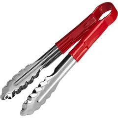 Tongs red handle “Prootel”  stainless steel, polyvinyl chloride , L=240/85, B=40mm  metallic, red