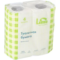 Бумага туалетная «Лайм» в рулоне двухслойная 20м[4шт] белый