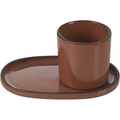 Стакан для горячих напитков «Карактэр» керамика 80мл D=58,H=58мм коричнев., изображение 3