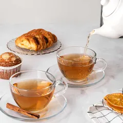 Чайная пара стекло 180мл D=90/136,H=66мм прозр., изображение 4