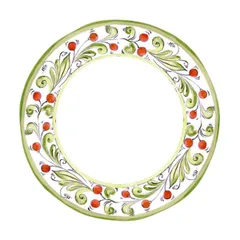 Тарелка «Тэзис» фарфор D=24см белый,зелен.