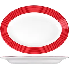 Oval dish  porcelain ,H=35,L=380,B=270mm white,red