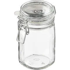 Square jar with lid  glass, silicone  0.65 l  D=8, H=15 cm  clear.