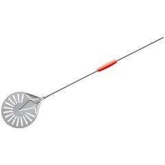 Pizza shovel, perforated aluminum,plastic D=26,L=150,B=26cm metal,red