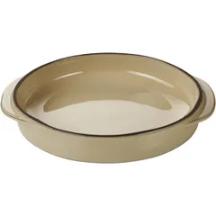 Serving dish “Karakter” with handles ceramics 100ml D=14,H=3,L=16cm beige,brown.