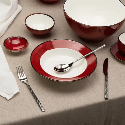 Тарелка глубокая «Джаспер» для супа фарфор 350мл D=227,H=48мм белый,красный, изображение 13