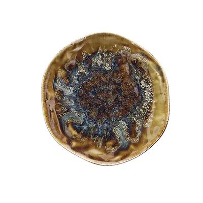 Тарелка «Риф Ойстер» мелкая фарфор D=28,H=3см янтарн.,синий