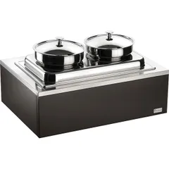 Станция для первых блюд с мармитом дерево,сталь нерж. ,H=26,L=64,B=46см венге