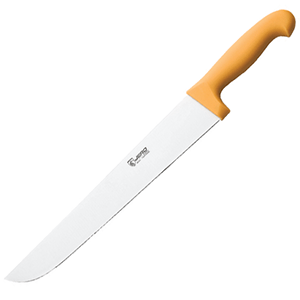 Нож для нарезки мяса сталь,пластик ,L=45/35,B=5см желт.,металлич.