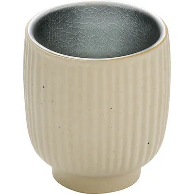 Чашка кофейная «Нара» для эспрессо рифленая керамика 100мл бежев.,граф., Цвет: Бежевый