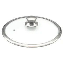 Cover with a wide rim  glass, stainless steel  D=28 cm  transparent.