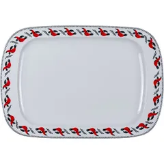 Тарелка «Мезень» Принц Гуси прямоугольная фарфор ,H=27,L=360,B=250мм белый,красный