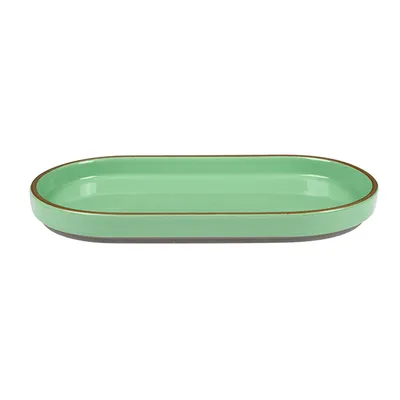 Блюдо для подачи «Блисс» с бортом фарфор ,H=27,L=304,B=174мм мятный, изображение 3