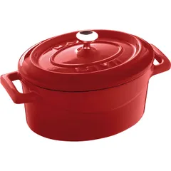 Baking pot with handles  enameled cast iron  420 ml  red