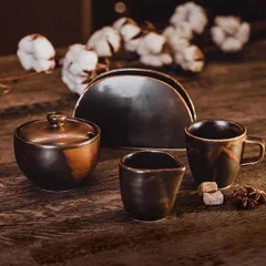 Чашка кофейная «Мак» фарфор 100мл D=65,H=62мм медный, изображение 4