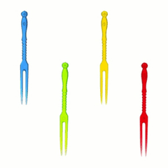 Вилочка коктейльная «Кегли»[250шт] пластик ,L=11,B=5см разноцветн.