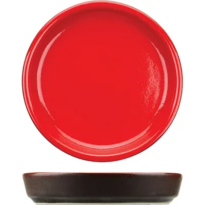 Тарелка «Кармин» с бортом Модус керамика D=11см красный,черный, Диаметр (мм): 110