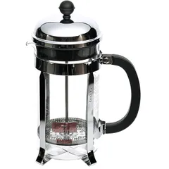 Френч-пресс «Шамбо» стекло,сталь нерж. 1л D=98,H=245,L=172,B=112мм хромовый,прозр., изображение 2