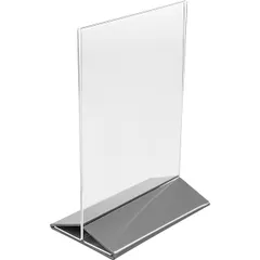 Stand stand d/menu A5 silver base  plastic , H=220, L=155, B=95mm  transparent, silver.