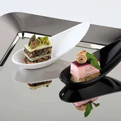 Ложка для комплимента для подачи канапе пластик ,H=40,L=110,B=45мм белый, изображение 2