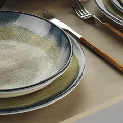 Тарелка глубокая «Нанокрем Дарк Блю» фарфор D=210,H=38мм тем.син.,зелен., изображение 4