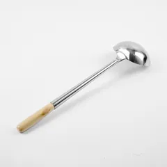 Половник с деревянной ручкой сталь нерж.,дерево 220мл D=115,H=40,L=465мм металлич.,деревян., изображение 2