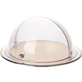 Поднос фуршетный для сыра с крышкой сталь,дерево D=45,H=23см металлич.,бежев.