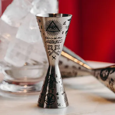 Джиггер «Афродита» 60/90 мл с рисунком сталь нерж. D=45,H=145мм серебрист., изображение 7