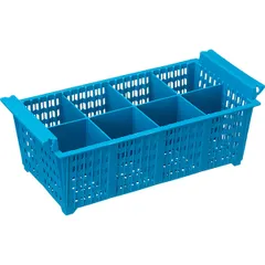 Cassette for cutlery without handles 8 cells “Prootel”  polyprop. , H=12, L=42, B=21cm  blue.