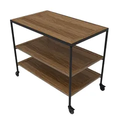 Serving trolley  walnut, stainless steel , H=88, L=110, B=65 cm  wood theme, black