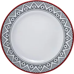 Plate “Mezen” Classic Geometry flat  porcelain  D=250, H=22mm  white, red