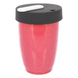 Кружка с двойной стенкой фарфор,силикон 250мл D=8,H=11см малинов.,черный