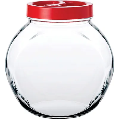 Банка круглая с крышкой «Бэлла» стекло,пластик 1,7л D=10,H=16см прозр.,белый, изображение 2