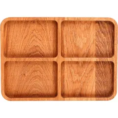 Менажница 4 секции прямоугольная дуб ,H=2,L=35,B=25см деревян.