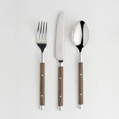 Нож столовый «Рустик» сталь нерж.,пластик ,L=225/120,B=18мм коричнев.,металлич., изображение 2