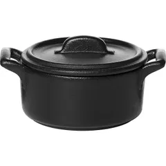 Кастрюля для запекания «Бель Кузин» с крышкой фарфор 80мл ,H=60,L=100,B=65мм черный