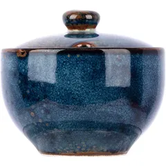 Sugar bowl with lid “Iris”  porcelain  200ml  D=91, H=60mm  blue.