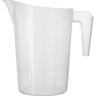 Стакан мерный с ручкой пластик 3л ,H=26,L=24,B=17см белый, изображение 2