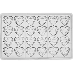 Форма для шоколада «Бриллиант сердце» [24 ячейки] поликарбонат ,H=26,L=275,B=175мм прозр., изображение 2