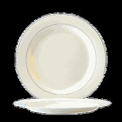 Тарелка «Рисепшн» стекло D=27см слон.кость,серый