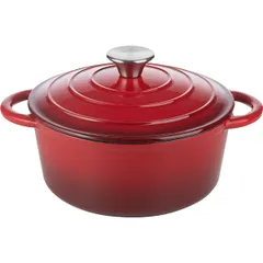Кастрюля для запекания с крышкой чугун 2,5л D=22,H=15,5см красный,черный, изображение 3
