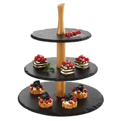 Этажерка 3 яруса 20х25х30 сланец натур.,дерево ,H=34см, изображение 3