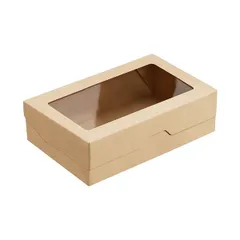 Контейнер бумажный OneBox с крышкой картон 1,9л ,H=6,L=23,B=14см св.корич.