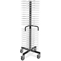 Buffet stand on wheels, 96 plates D=18-24cm  stainless steel, plastic , H=180, L=77, B=77cm  white