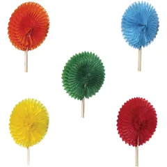 Украшения на шпажках «Солнышко»[100шт] бумага,дерево ,L=12см разноцветн.