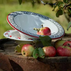 Тарелка глубокая «Мезень» Эстет Гуси фарфор D=22,H=6см белый,красный, изображение 2