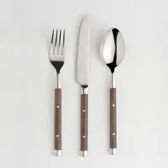 Ложка столовая «Рустик» сталь нерж.,пластик ,L=195/60,B=40мм коричнев.,металлич., изображение 2