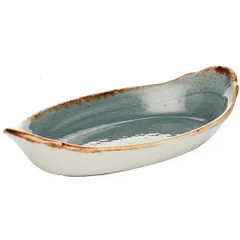 Baking container "Kraft Blue" oval  porcelain ,H=25,L=200,B=110mm blue