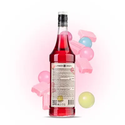 Сироп «Баббл Гам» Pinch&Drop стекло 1л D=85,H=330мм красный, Состояние товара: Новый, Вкус: Баббл гам, Материал: Стекло, Объем по данным поставщика (мл): 1000, изображение 4