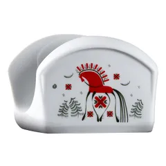 Салфетница «Мезень» Принц Кони фарфор ,H=75,L=113,B=40мм белый,красный